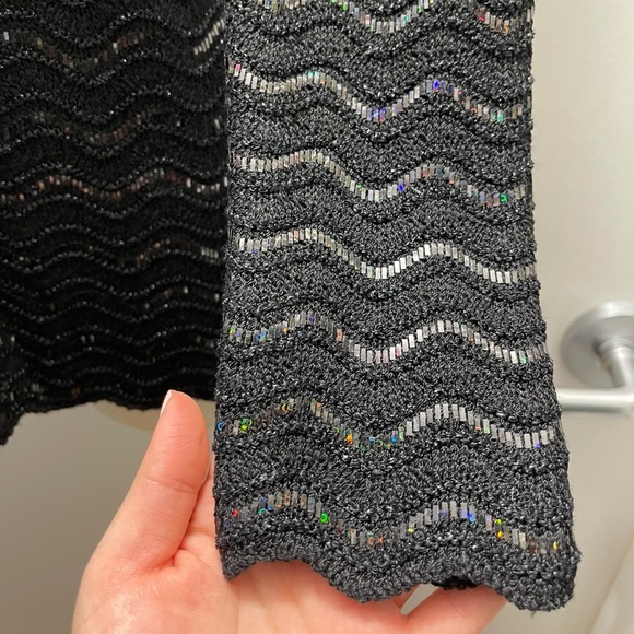 St. John Couture by Marie Gray Black Mesh Sequin Cardigan with Floral Buttons 4 - Picture 7 of 12